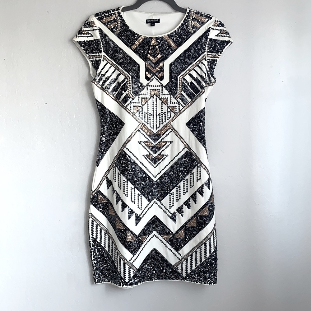 Sequin short sleeve dress